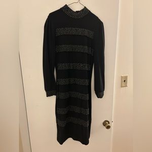 Black dress with gold beads. Long sleeve